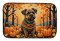 Border Terrier Fall Dish Drying Mat Absorbent Dish Drying Mat Pad for Kitchen Counter Dish Drainer Mat for Countertop, 14 x 21", Multicolor