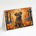 Border Terrier Fall Greeting Cards Pack of 8 Blank Cards with Envelopes Whimsical A7 Size 5x7