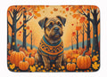 Border Terrier Fall Memory Foam Kitchen Mat Machine Washable Anti-Fatigue Cushion Comfort Bath or Kitchen Rug