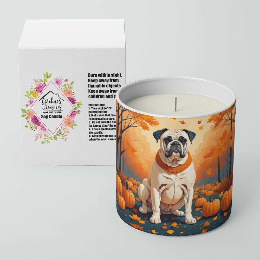 White Boxer Fall Decorative Soy Candle Nature Soy Wax Essential Oil Home Decor Ideal for Bedroom Kitchen Bath Office Gift, 10 oz