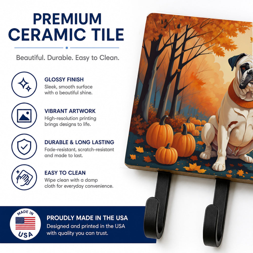 White Boxer Fall Leash or Key Holder Wall Hooks, Coat Rack Wall Mount, for Hanging Keys, Towels, Aprons, Leashes