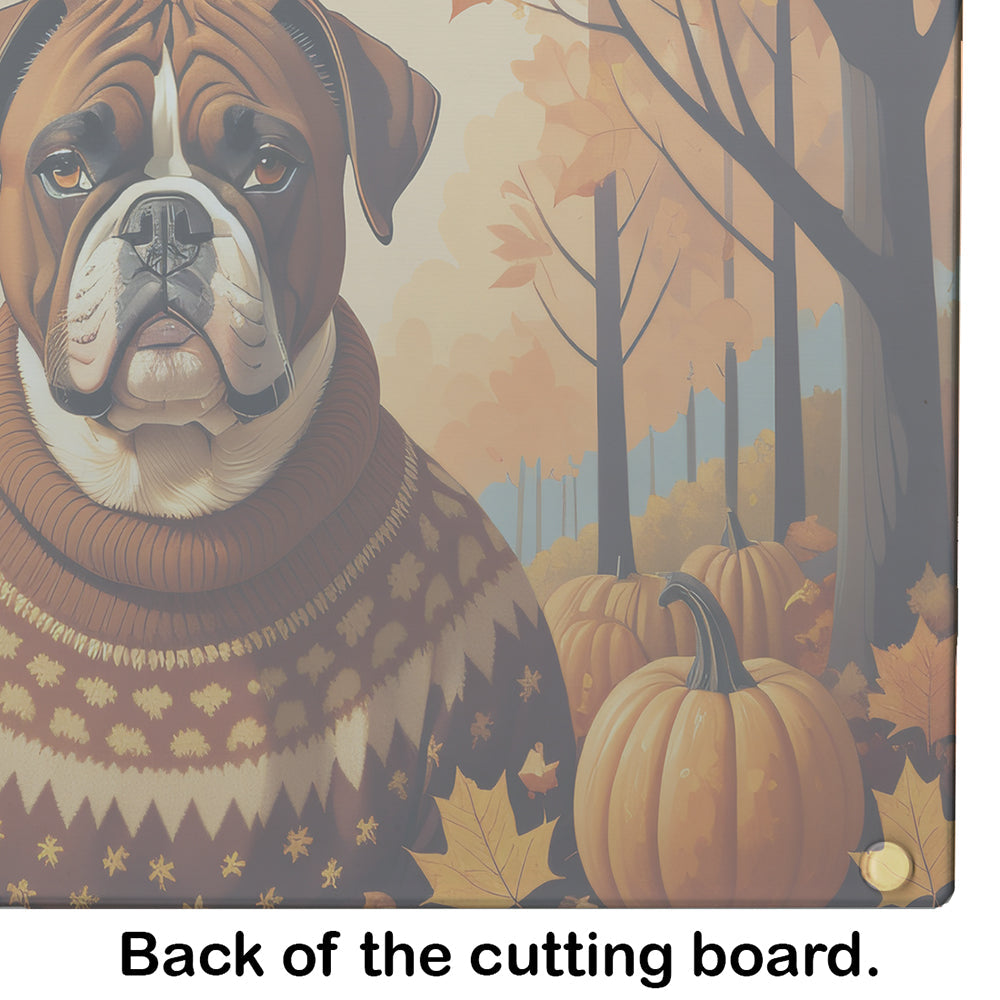 Boxer Fall Cutting Board Tempered Glass Kitchen Cutting Surface, Heat Resistant Chopping, Non-Slip Feet, Food Prep & Serving
