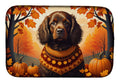 Boykin Spaniel Fall Dish Drying Mat Absorbent Dish Drying Mat Pad for Kitchen Counter Dish Drainer Mat for Countertop, 14 x 21", Multicolor