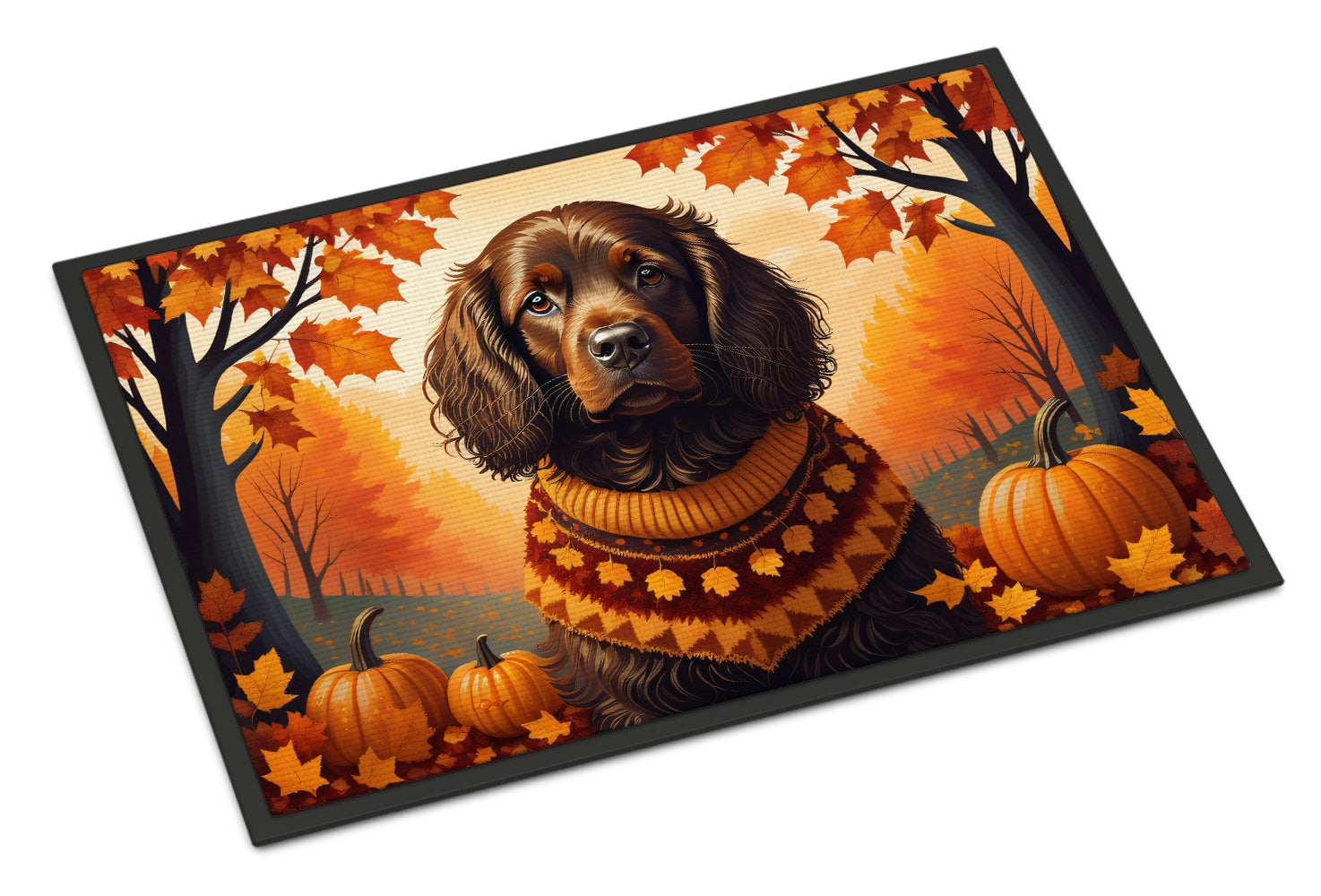 Boykin Spaniel Fall Doormat Indoor Outdoor 24H X 36W Front Door Mat Rugs for Entryway, Non Slip Washable Low Pile,