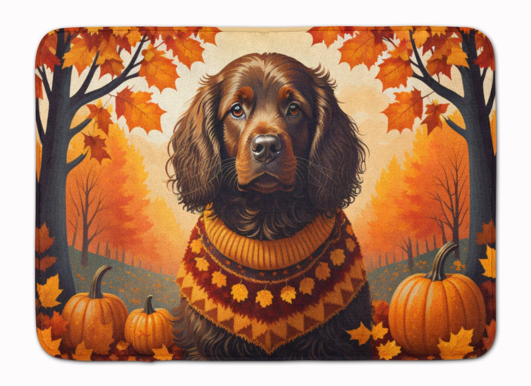 Boykin Spaniel Fall Memory Foam Kitchen Mat Machine Washable Anti-Fatigue Cushion Comfort Bath or Kitchen Rug