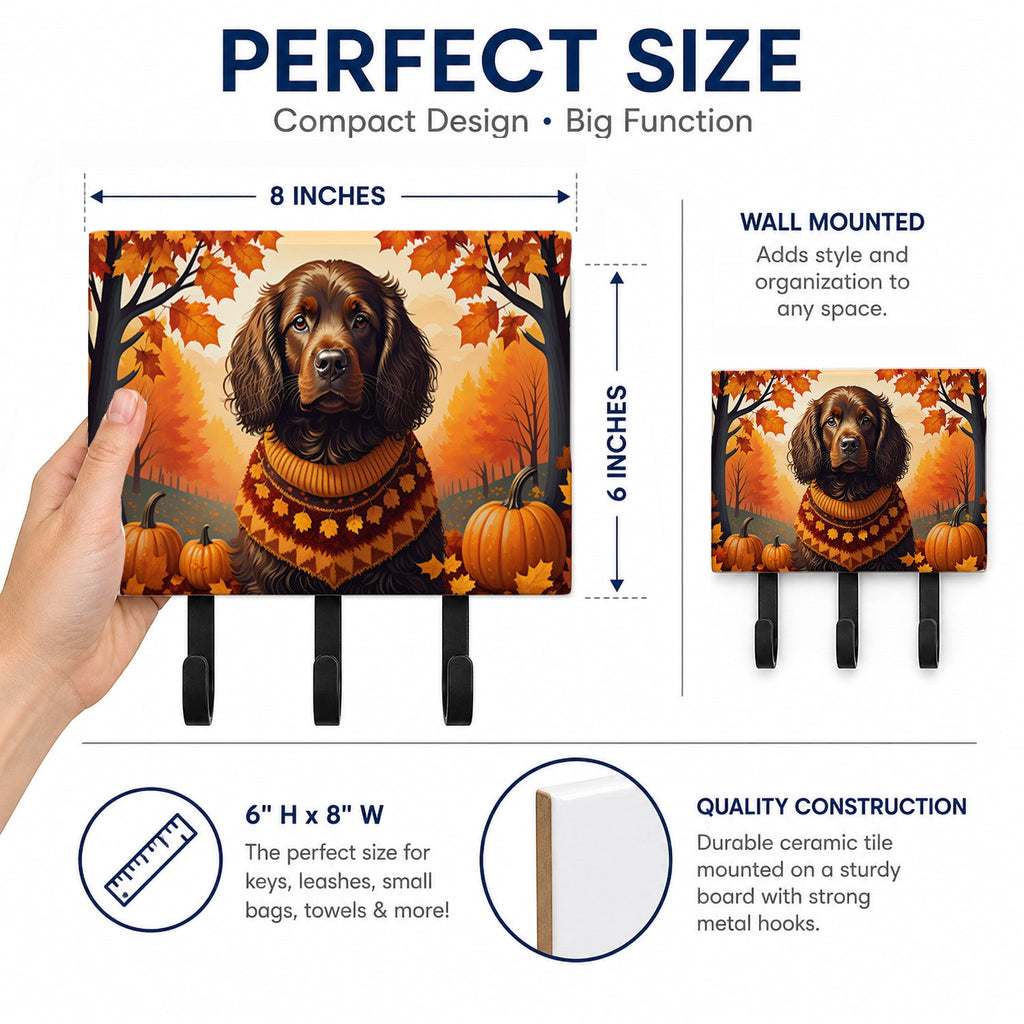 Boykin Spaniel Fall Leash or Key Holder Wall Hooks, Coat Rack Wall Mount, for Hanging Keys, Towels, Aprons, Leashes