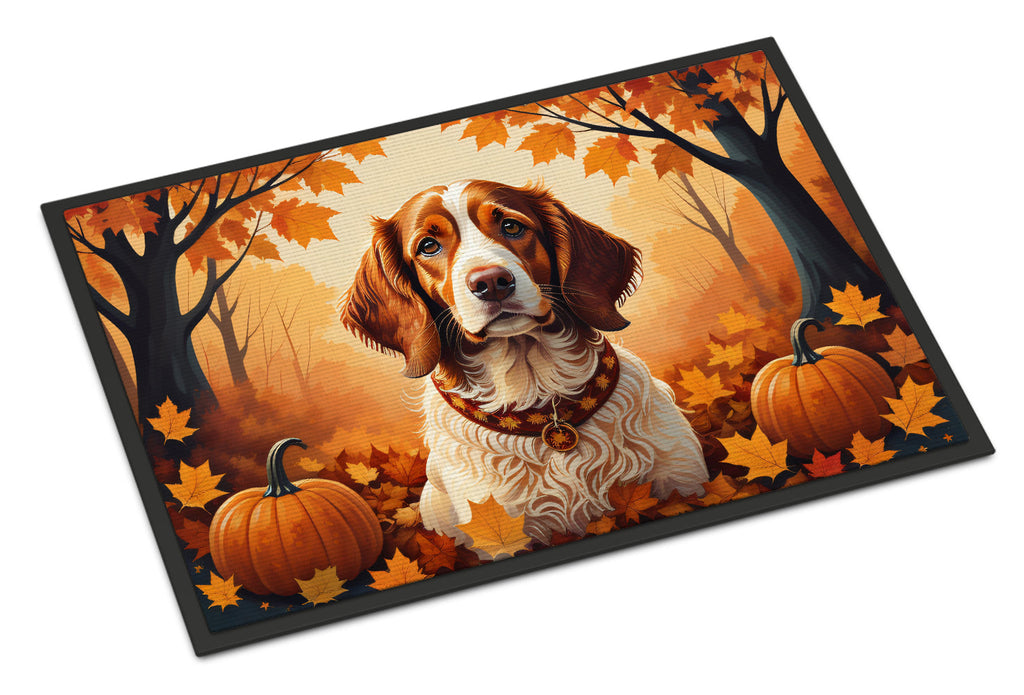 Brittany Spaniel Fall Doormat Indoor Outdoor 24H X 36W Front Door Mat Rugs for Entryway, Non Slip Washable Low Pile,