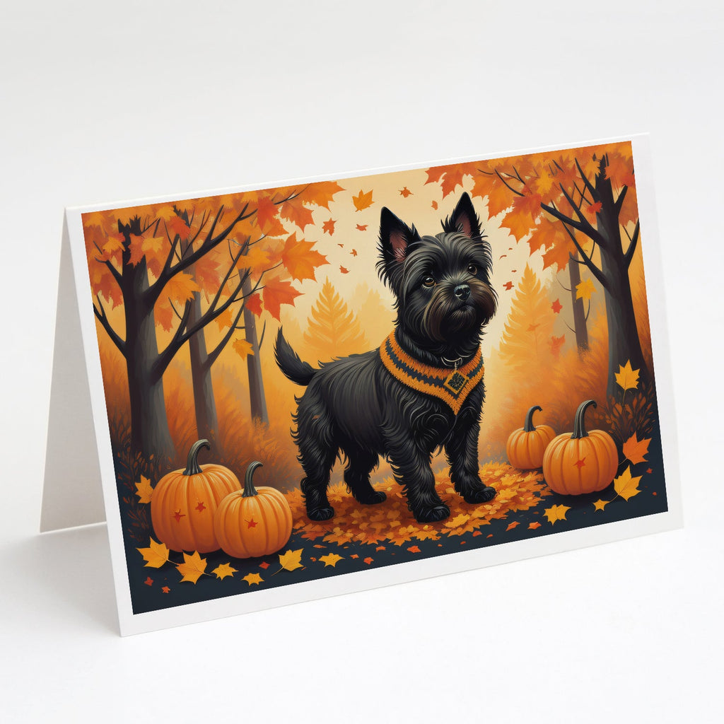 Black Cairn Terrier Fall Greeting Cards Pack of 8 Blank Cards with Envelopes Whimsical A7 Size 5x7