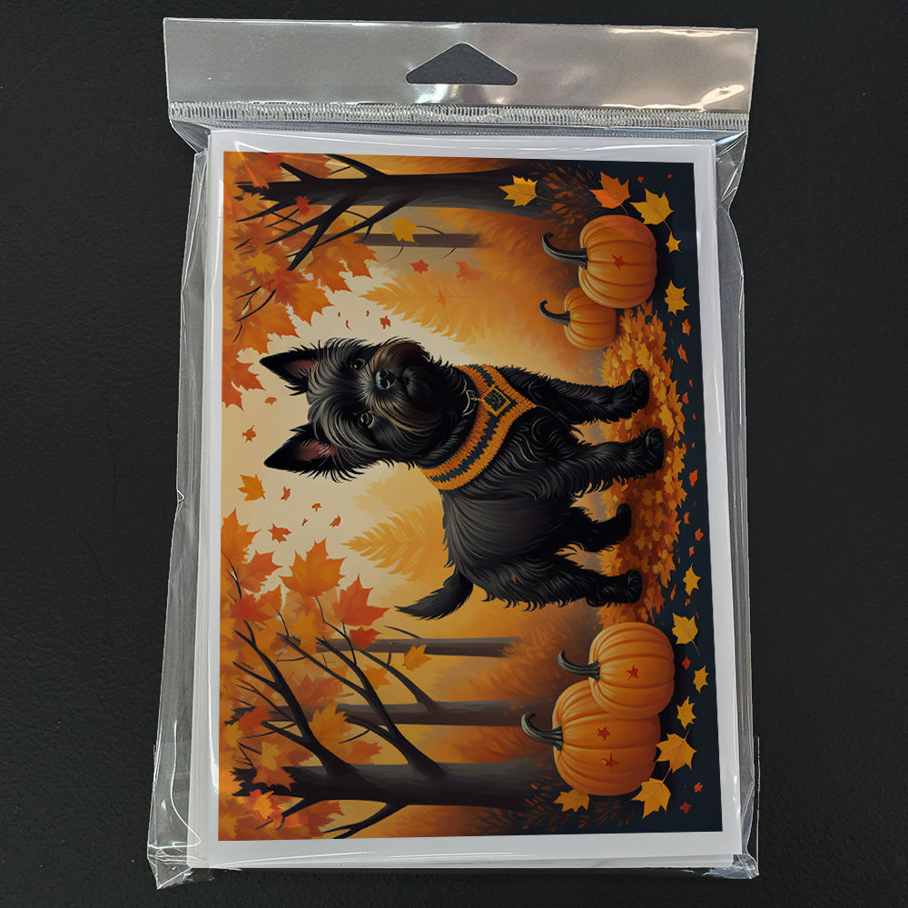 Black Cairn Terrier Fall Greeting Cards Pack of 8 Blank Cards with Envelopes Whimsical A7 Size 5x7