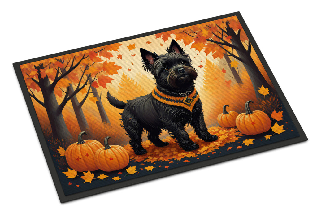 Black Cairn Terrier Fall Doormat Indoor Outdoor 24H X 36W Front Door Mat Rugs for Entryway, Non Slip Washable Low Pile,