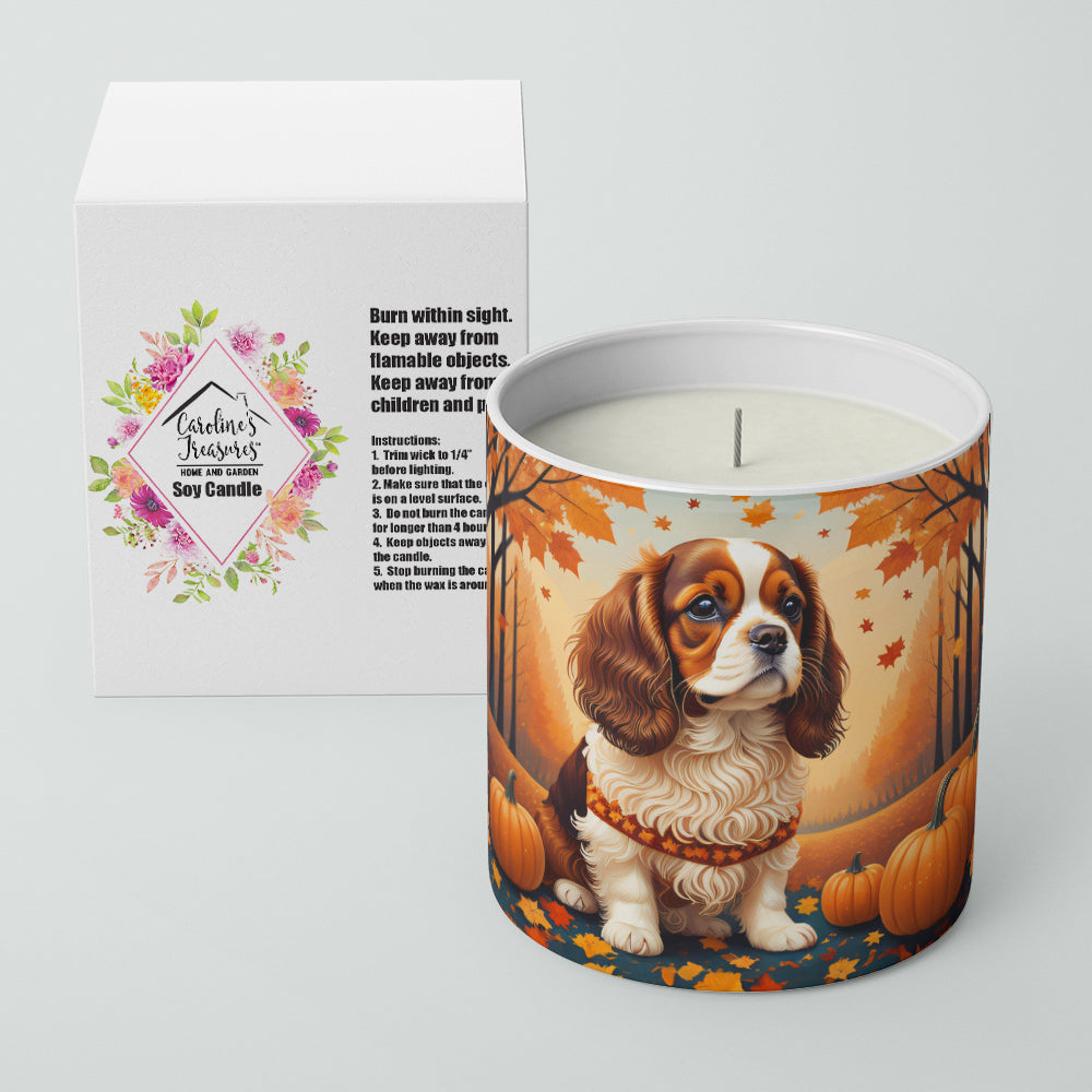 Cavalier Spaniel Fall Decorative Soy Candle Nature Soy Wax Essential Oil Home Decor Ideal for Bedroom Kitchen Bath Office Gift, 10 oz