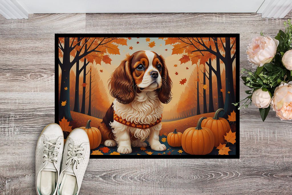 Cavalier Spaniel Fall Doormat Indoor Outdoor 24H X 36W Front Door Mat Rugs for Entryway, Non Slip Washable Low Pile,