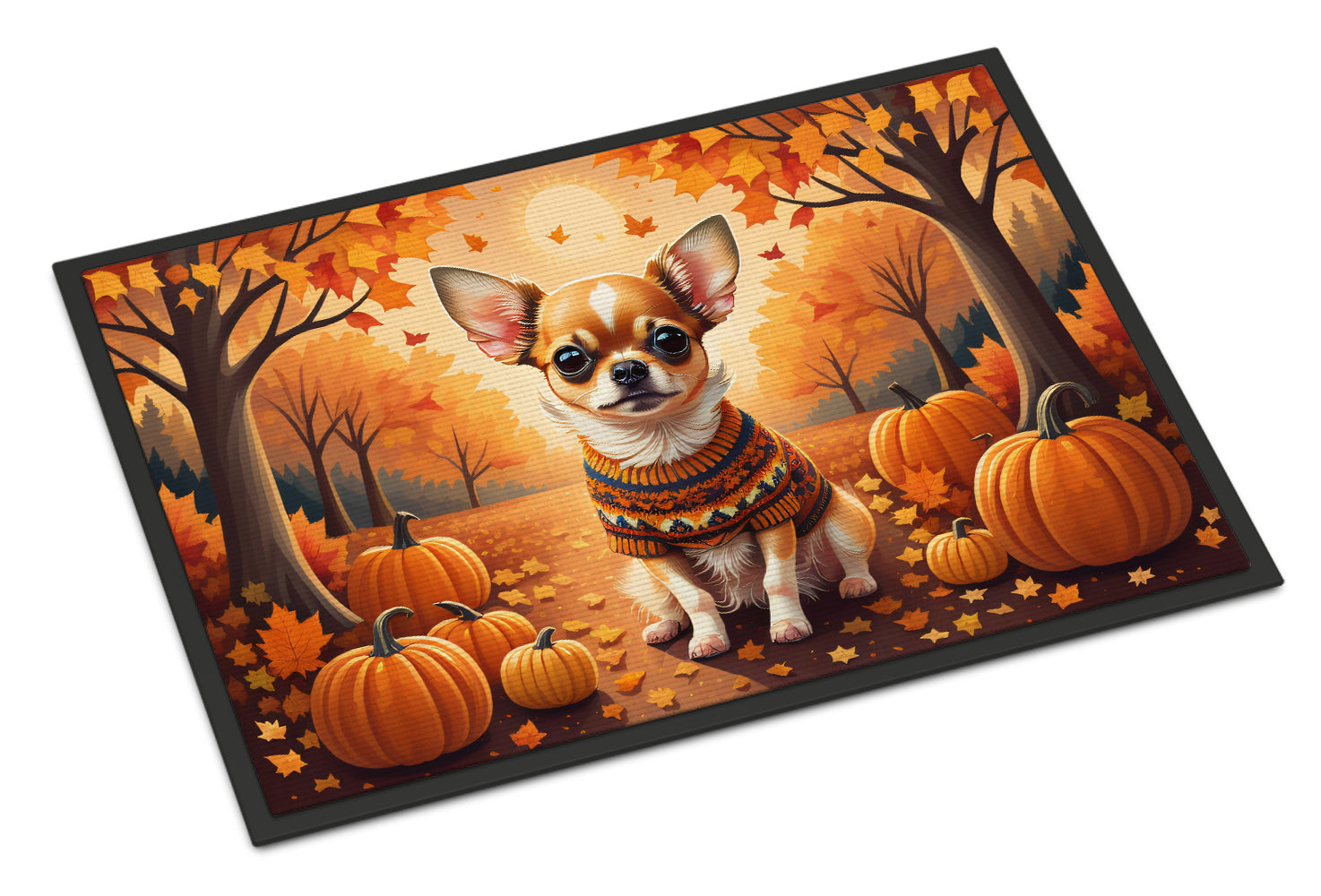 Chihuahua Fall Doormat Indoor Outdoor 24H X 36W Front Door Mat Rugs for Entryway, Non Slip Washable Low Pile,
