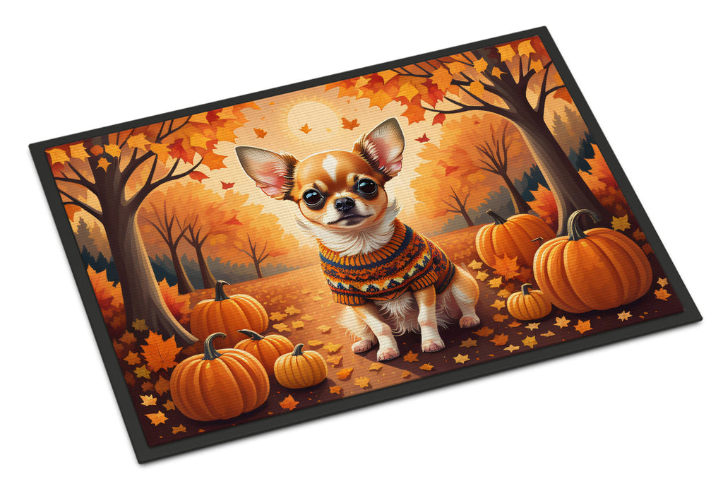 Chihuahua Fall Doormat Indoor Outdoor 18H X 27W Front Door Mat Rugs for Entryway, Non Slip Washable