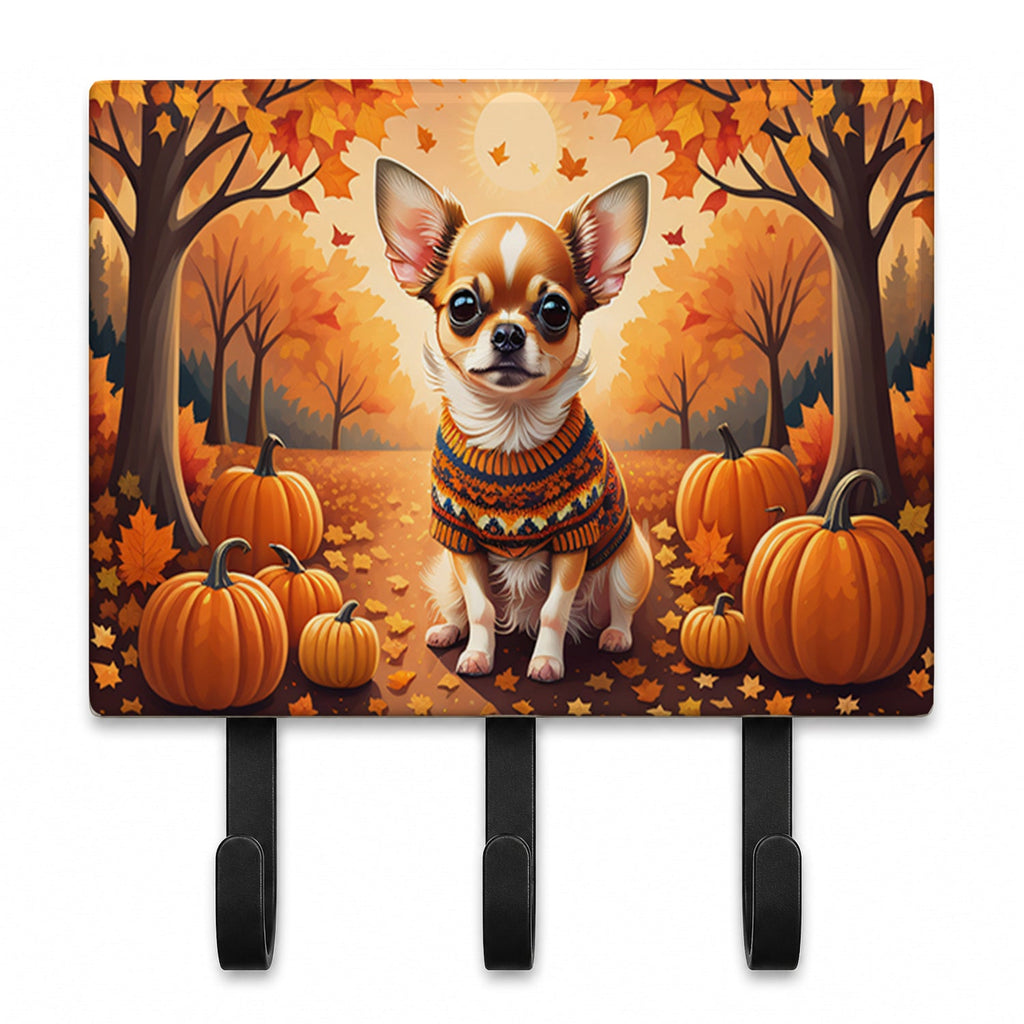 Chihuahua Fall Leash or Key Holder Wall Hooks, Coat Rack Wall Mount, for Hanging Keys, Towels, Aprons, Leashes