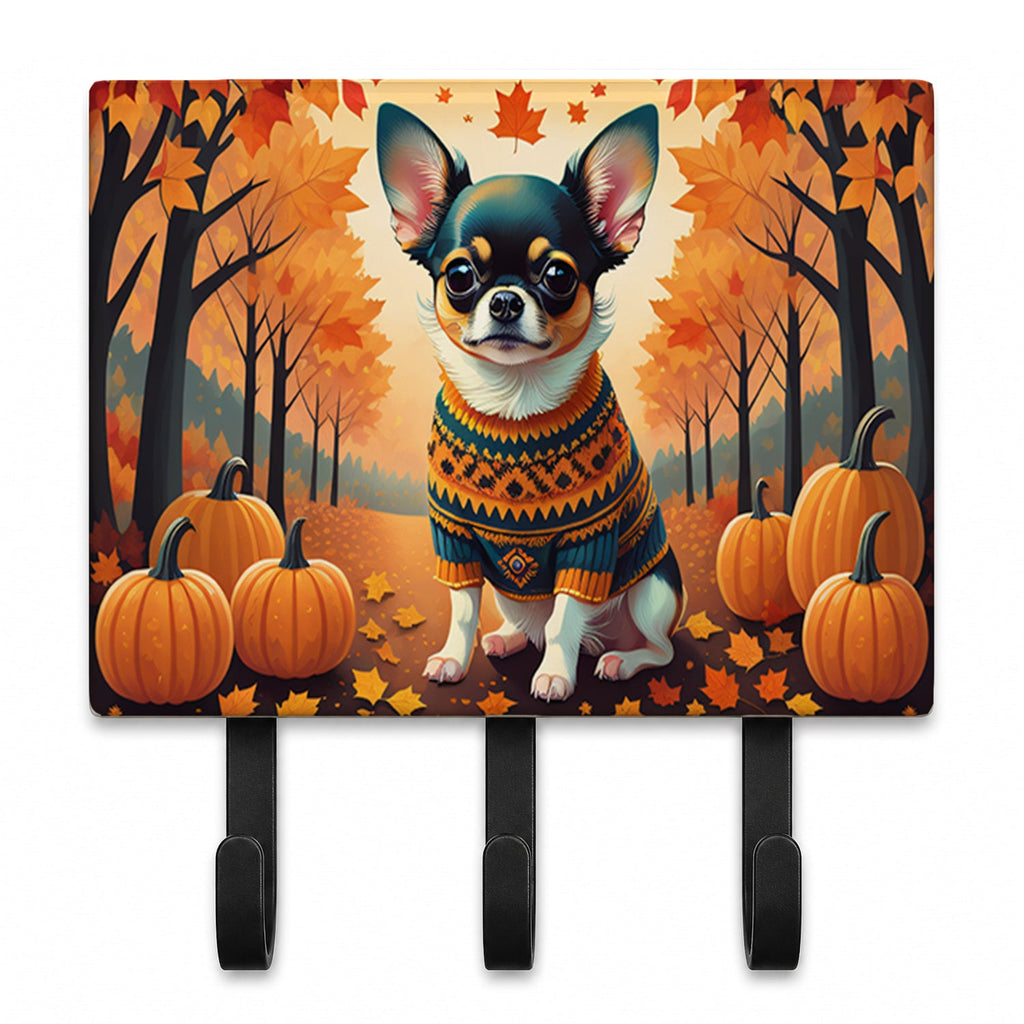 Tricolor Chihuahua Fall Leash or Key Holder Wall Hooks, Coat Rack Wall Mount, for Hanging Keys, Towels, Aprons, Leashes