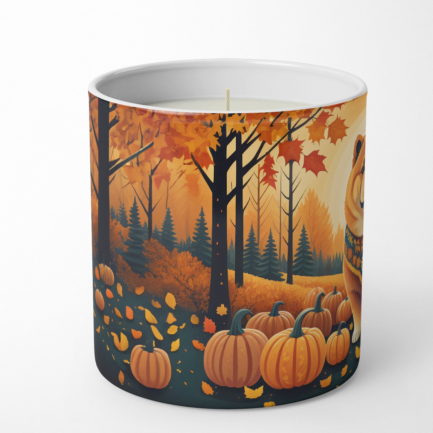 Chow Chow Fall Decorative Soy Candle Nature Soy Wax Essential Oil Home Decor Ideal for Bedroom Kitchen Bath Office Gift, 10 oz