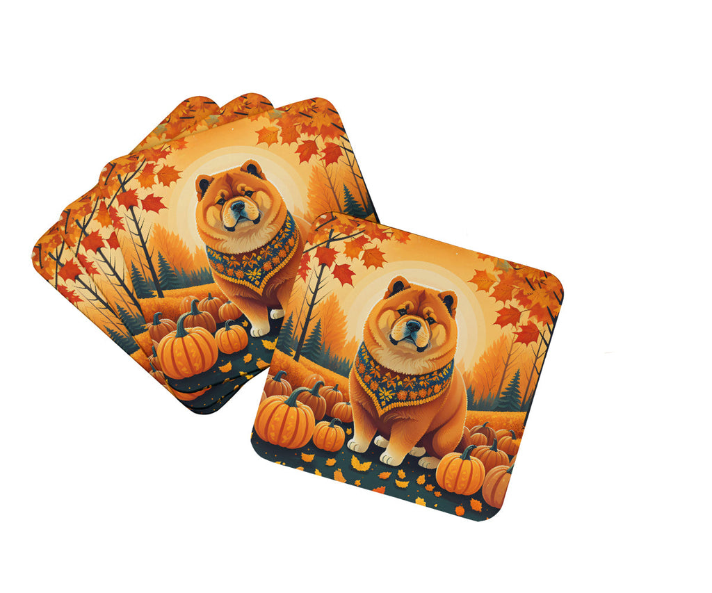 Chow Chow Fall Foam Coasters Set of 4 Cup Coasters for Indoor Outdoor, Tabletop Protection, Anti Slip, Mouse pad Material