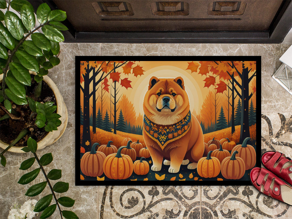 Chow Chow Fall Doormat Indoor Outdoor 18H X 27W Front Door Mat Rugs for Entryway, Non Slip Washable