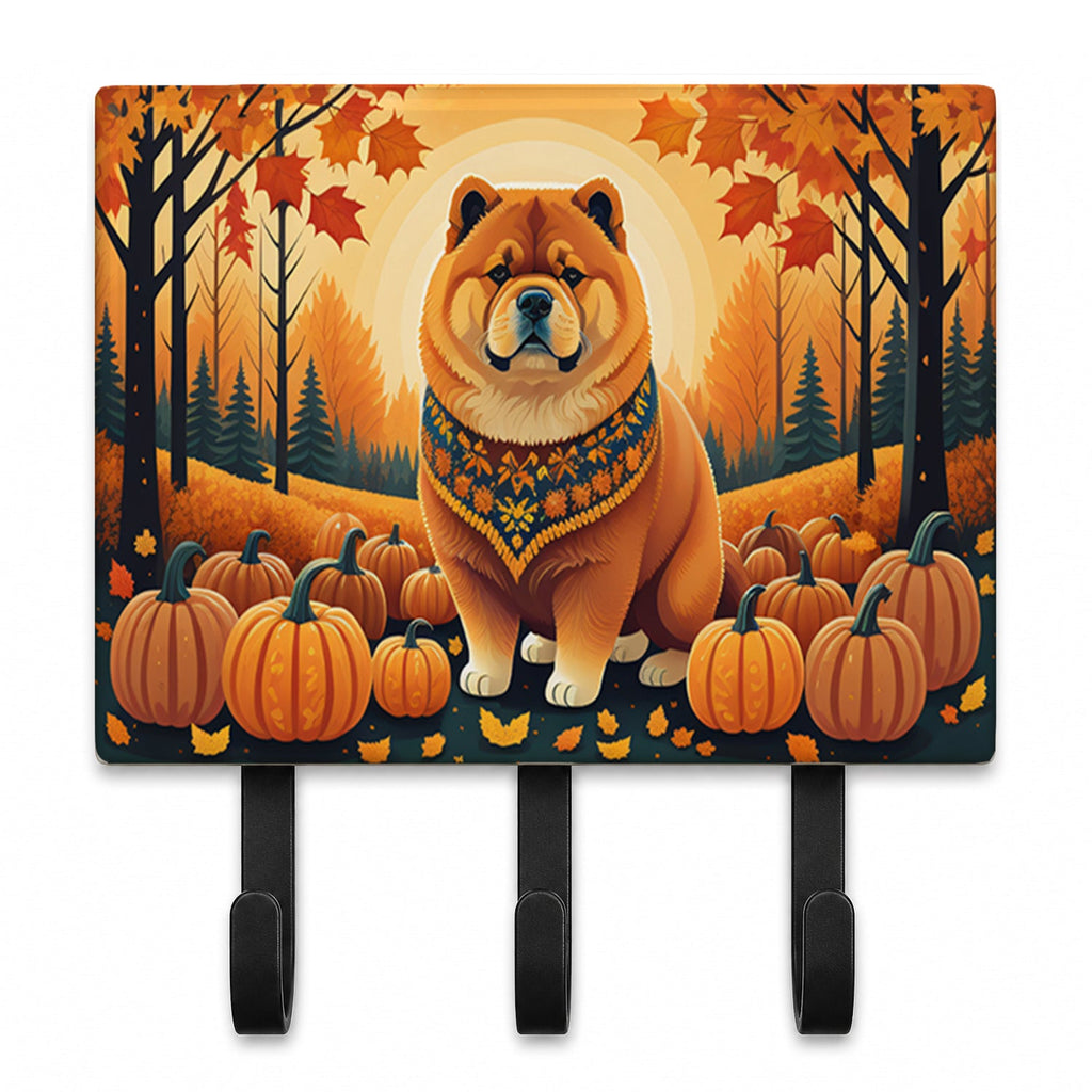 Chow Chow Fall Leash or Key Holder Wall Hooks, Coat Rack Wall Mount, for Hanging Keys, Towels, Aprons, Leashes