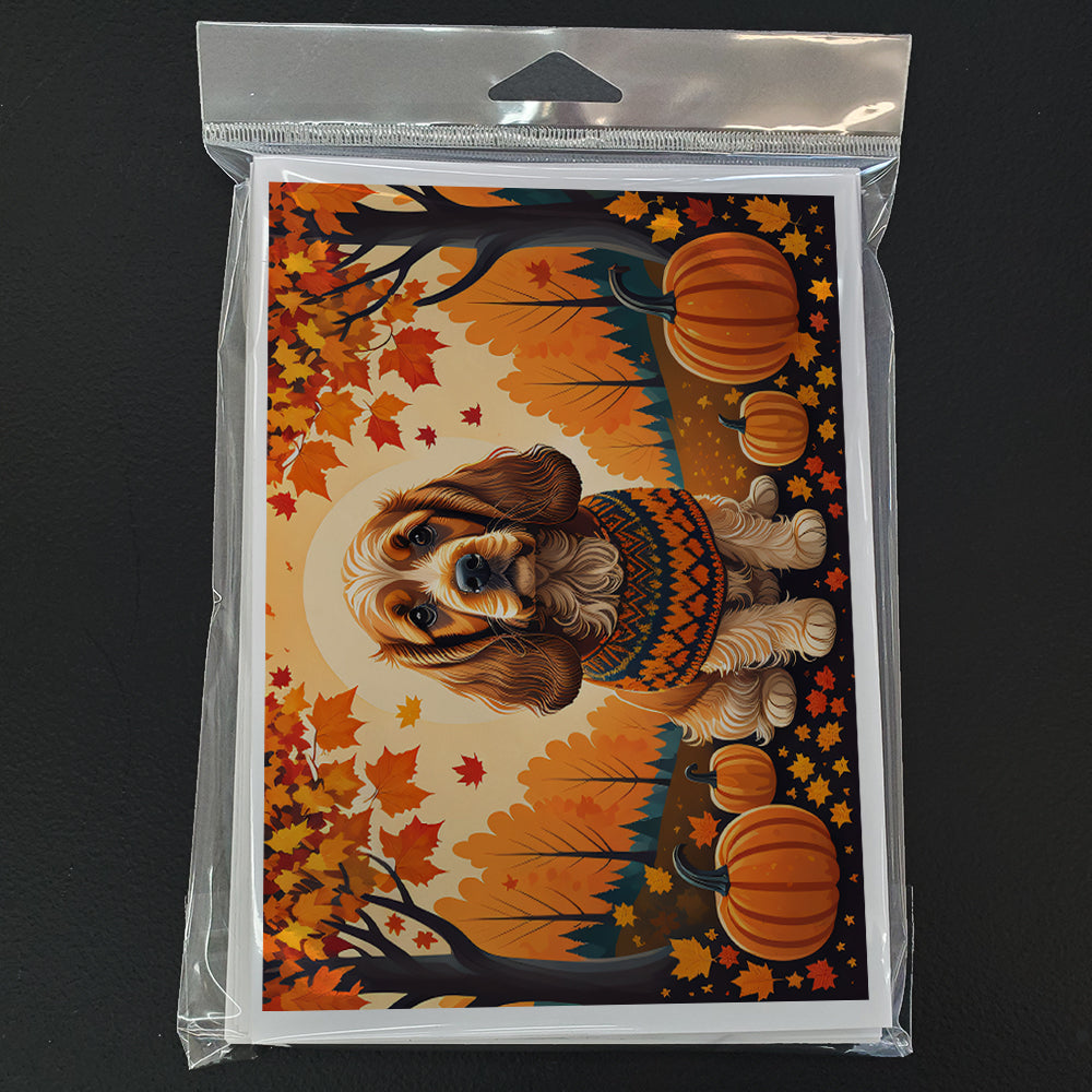 Cocker Spaniel Fall Greeting Cards Pack of 8 Blank Cards with Envelopes Whimsical A7 Size 5x7