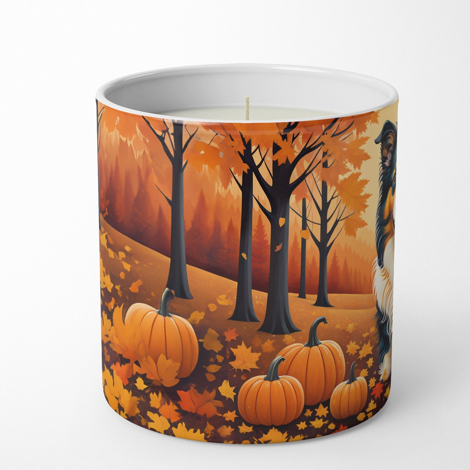 Collie Fall Decorative Soy Candle Nature Soy Wax Essential Oil Home Decor Ideal for Bedroom Kitchen Bath Office Gift, 10 oz