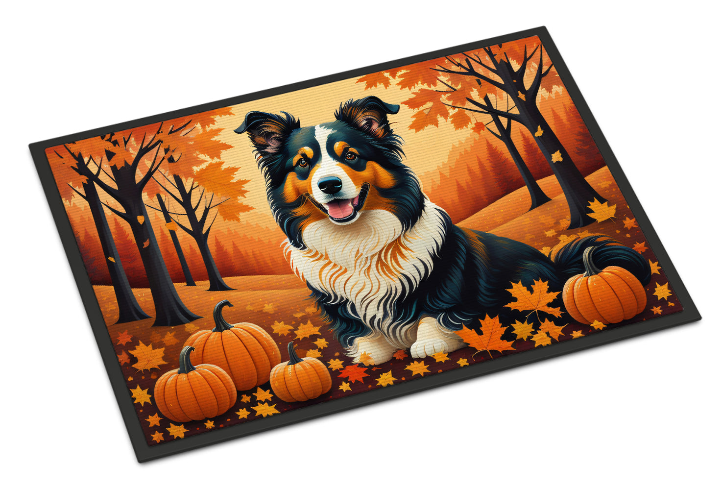 Collie Fall Doormat Indoor Outdoor 24H X 36W Front Door Mat Rugs for Entryway, Non Slip Washable Low Pile,