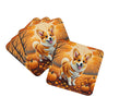 Corgi Fall Foam Coasters Set of 4 Cup Coasters for Indoor Outdoor, Tabletop Protection, Anti Slip, Mouse pad Material