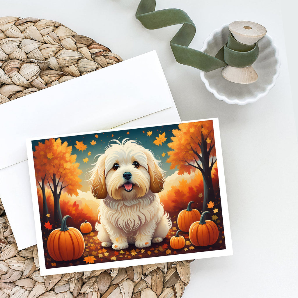 Coton De Tulear Fall Greeting Cards Pack of 8 Blank Cards with Envelopes Whimsical A7 Size 5x7