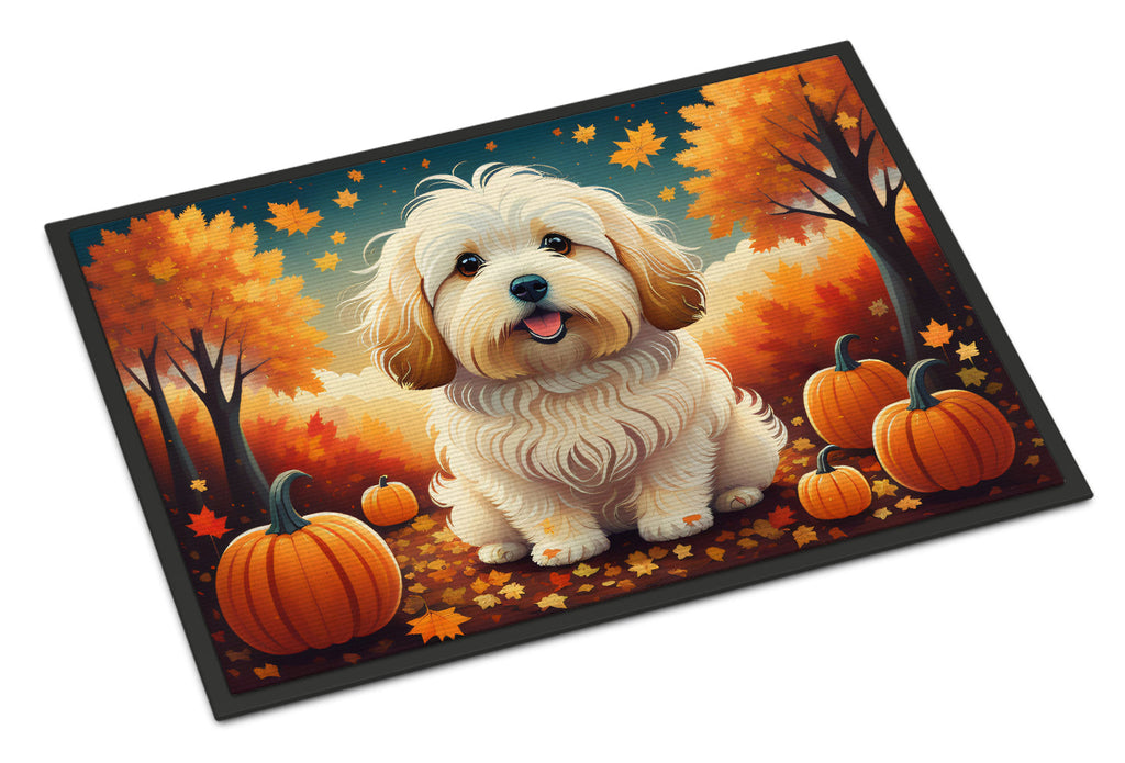 Coton De Tulear Fall Doormat Indoor Outdoor 24H X 36W Front Door Mat Rugs for Entryway, Non Slip Washable Low Pile,