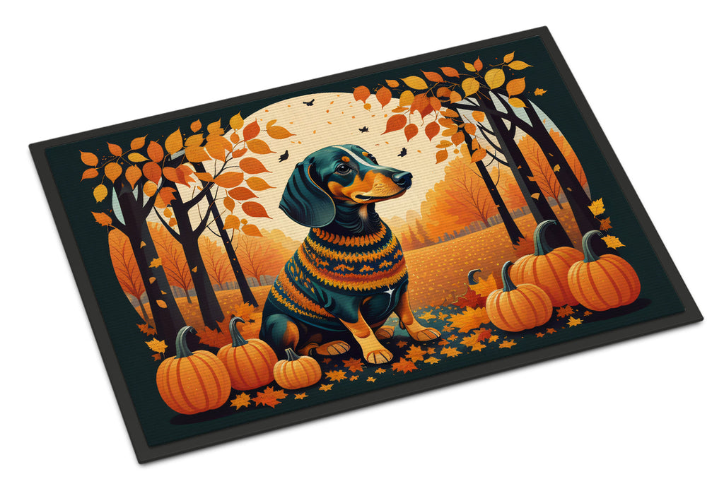 Dachshund Fall Doormat Indoor Outdoor 18H X 27W Front Door Mat Rugs for Entryway, Non Slip Washable