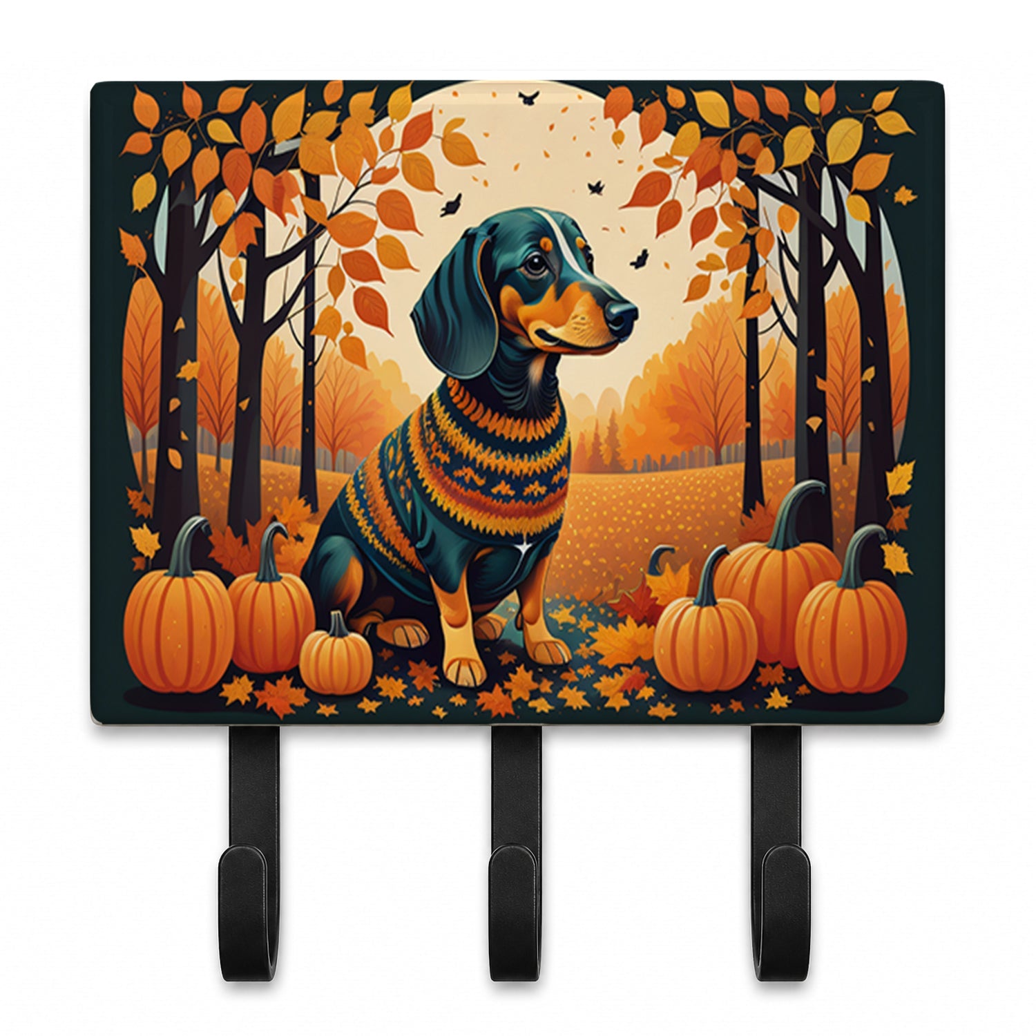 Dachshund Fall Leash or Key Holder Wall Hooks, Coat Rack Wall Mount, for Hanging Keys, Towels, Aprons, Leashes