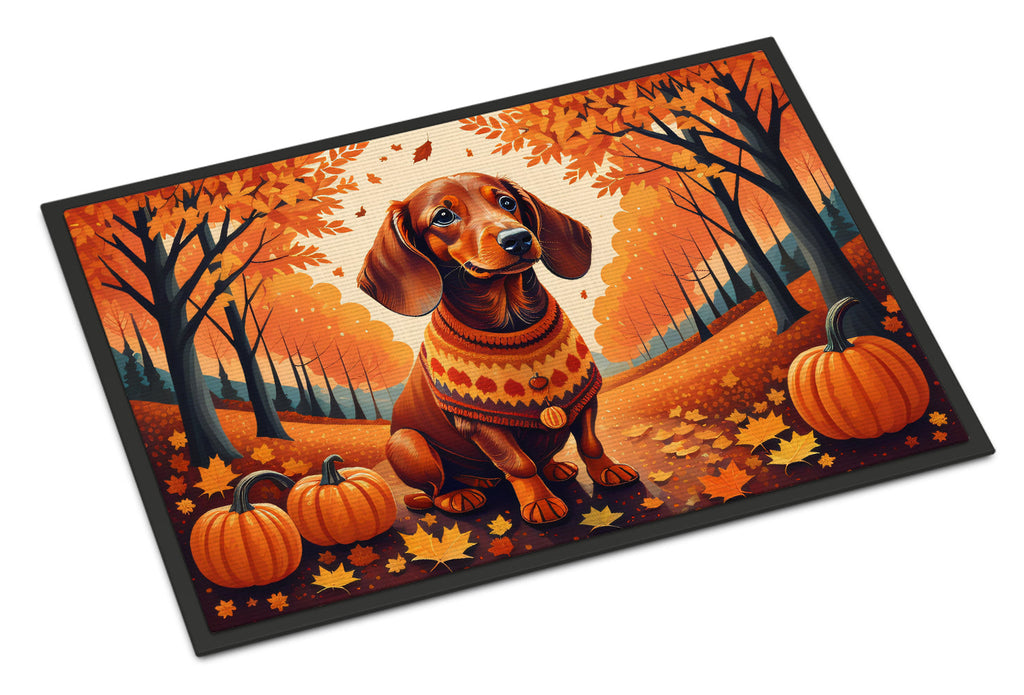 Dachshund Fall Doormat Indoor Outdoor 24H X 36W Front Door Mat Rugs for Entryway, Non Slip Washable Low Pile,