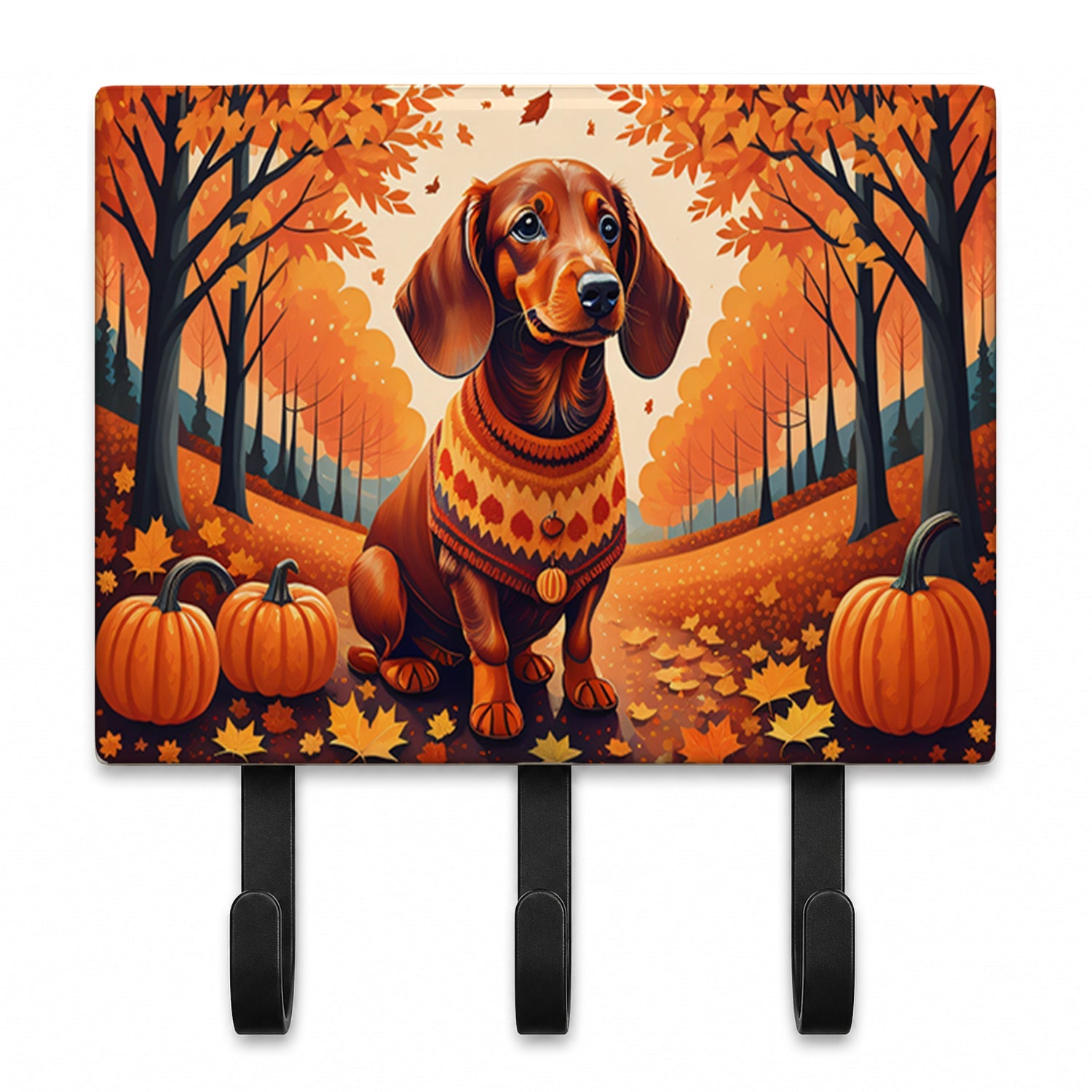 Dachshund Fall Leash or Key Holder Wall Hooks, Coat Rack Wall Mount, for Hanging Keys, Towels, Aprons, Leashes