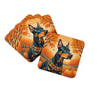 Doberman Pinscher Fall Foam Coasters Set of 4 Cup Coasters for Indoor Outdoor, Tabletop Protection, Anti Slip, Mouse pad Material