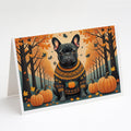 Black French Bulldog Fall Greeting Cards Pack of 8 Blank Cards with Envelopes Whimsical A7 Size 5x7