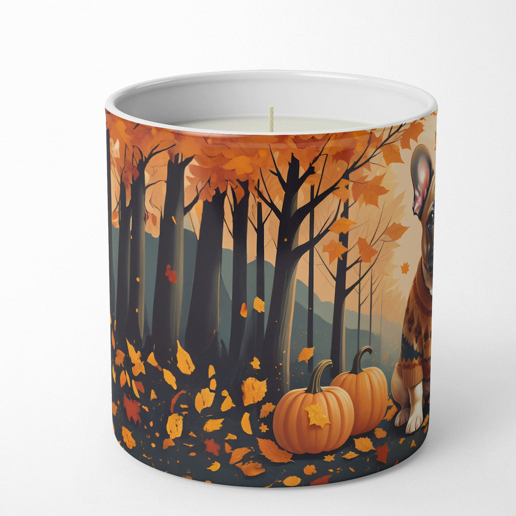 Fawn French Bulldog Fall Decorative Soy Candle Nature Soy Wax Essential Oil Home Decor Ideal for Bedroom Kitchen Bath Office Gift, 10 oz