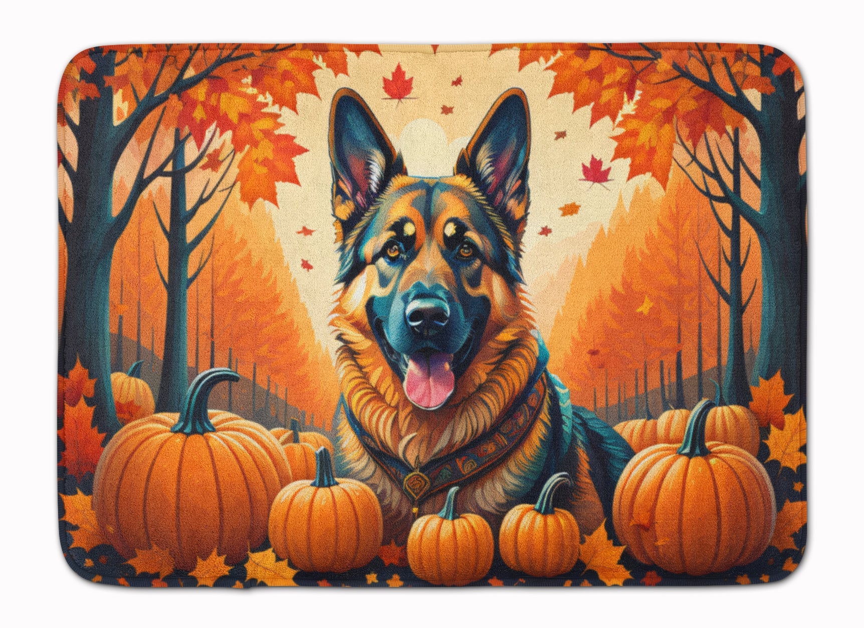 German Shepherd Fall Memory Foam Kitchen Mat Machine Washable Anti-Fatigue Cushion Comfort Bath or Kitchen Rug