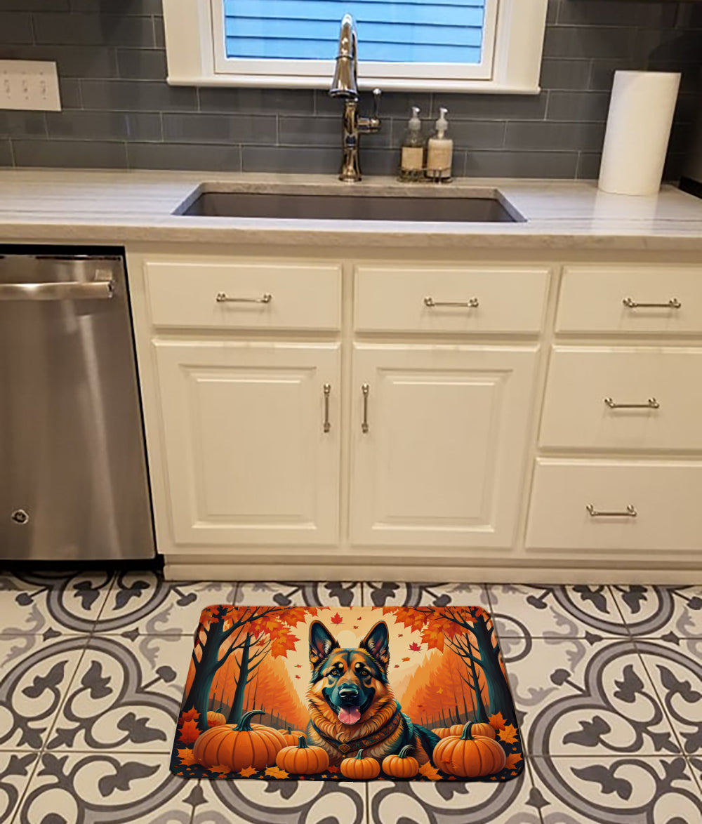 German Shepherd Fall Memory Foam Kitchen Mat Machine Washable Anti-Fatigue Cushion Comfort Bath or Kitchen Rug