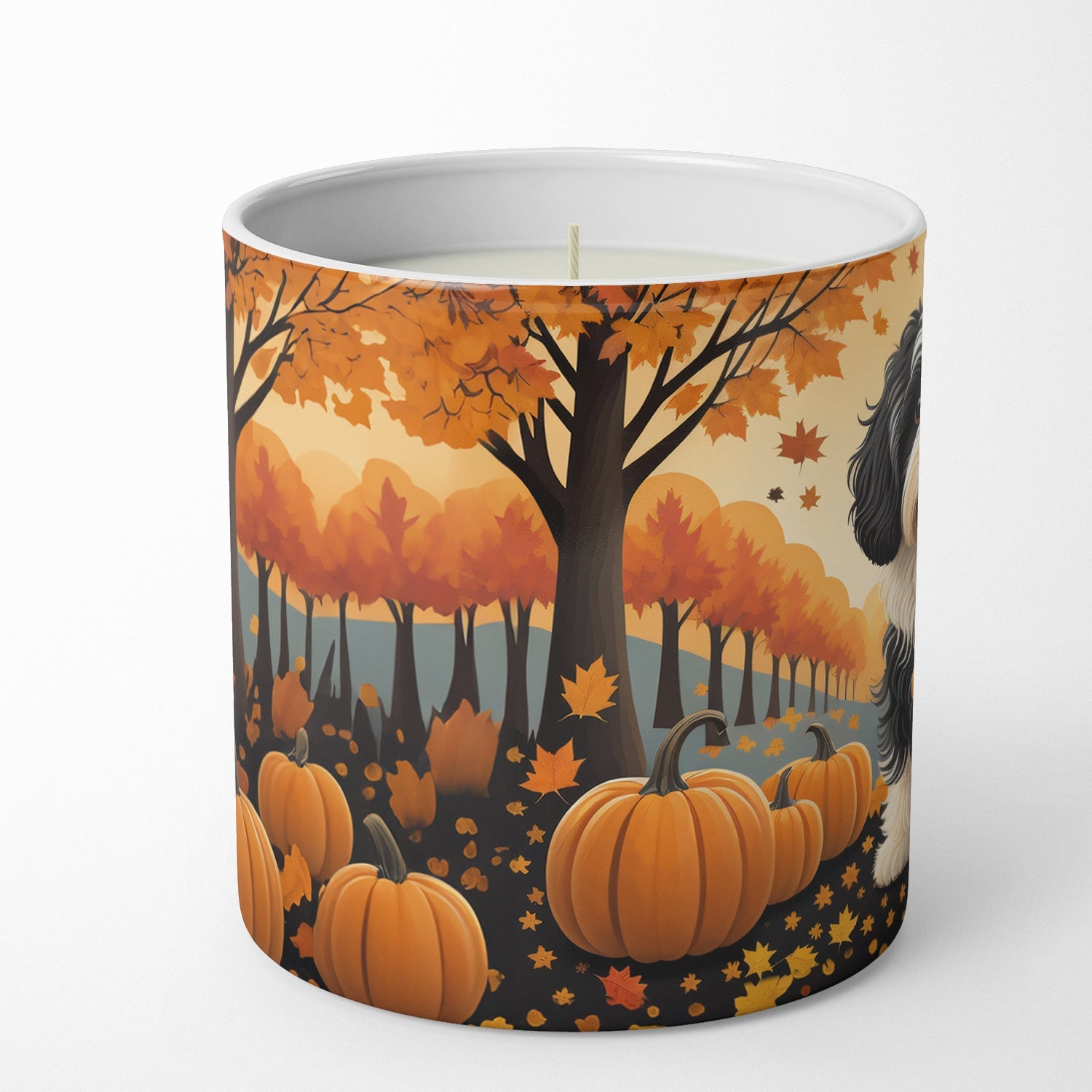 Havanese Fall Decorative Soy Candle Nature Soy Wax Essential Oil Home Decor Ideal for Bedroom Kitchen Bath Office Gift, 10 oz