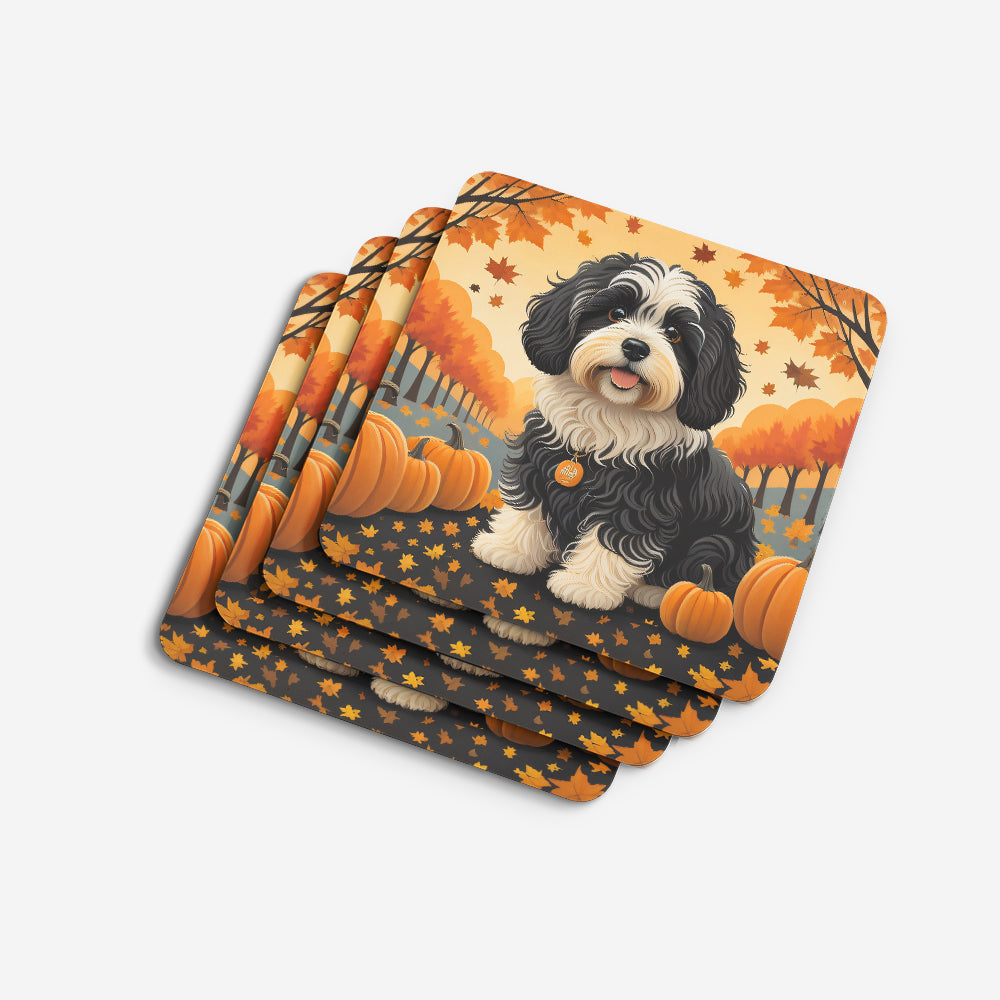 Havanese Fall Foam Coasters Set of 4 Cup Coasters for Indoor Outdoor, Tabletop Protection, Anti Slip, Mouse pad Material