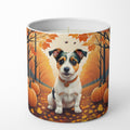 Jack Russell Terrier Fall Decorative Soy Candle Nature Soy Wax Essential Oil Home Decor Ideal for Bedroom Kitchen Bath Office Gift, 10 oz