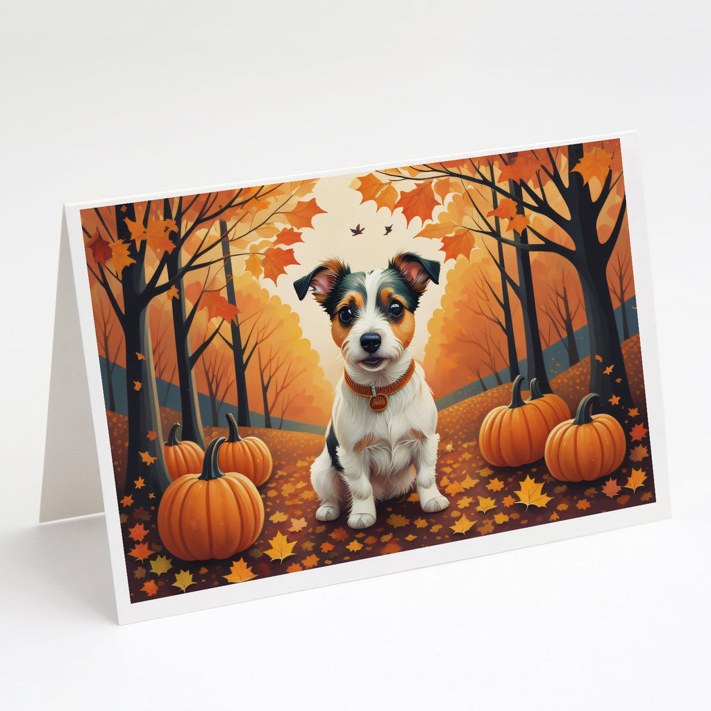 Jack Russell Terrier Fall Greeting Cards Pack of 8 Blank Cards with Envelopes Whimsical A7 Size 5x7