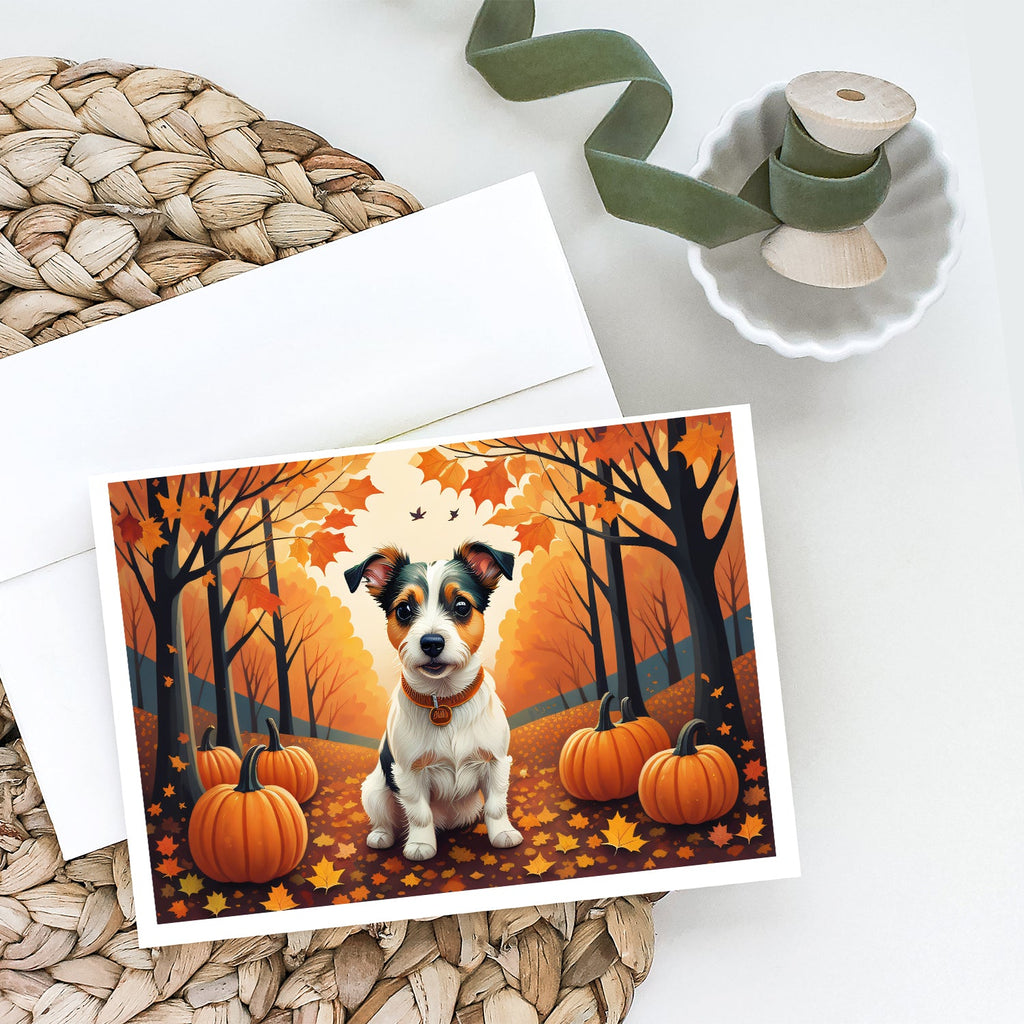 Jack Russell Terrier Fall Greeting Cards Pack of 8 Blank Cards with Envelopes Whimsical A7 Size 5x7