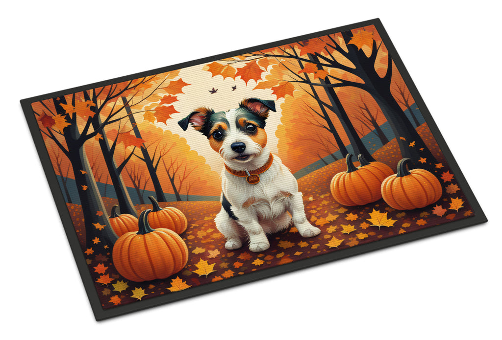 Jack Russell Terrier Fall Doormat Indoor Outdoor 24H X 36W Front Door Mat Rugs for Entryway, Non Slip Washable Low Pile,