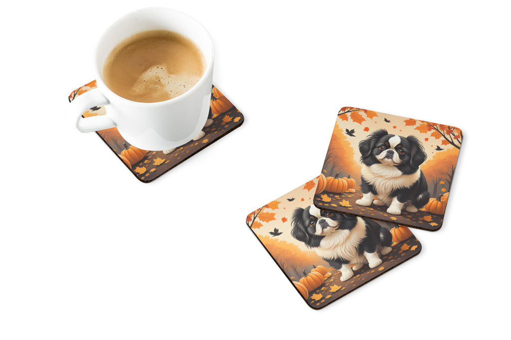 Japanese Chin Fall Foam Coasters Set of 4 Cup Coasters for Indoor Outdoor, Tabletop Protection, Anti Slip, Mouse pad Material
