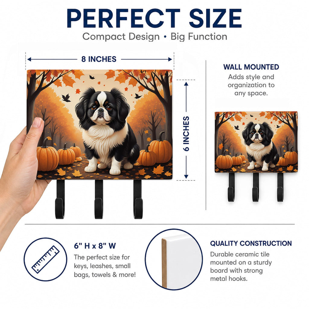 Japanese Chin Fall Leash or Key Holder Wall Hooks, Coat Rack Wall Mount, for Hanging Keys, Towels, Aprons, Leashes