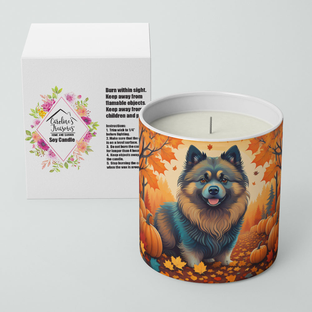 Keeshond Fall Decorative Soy Candle Nature Soy Wax Essential Oil Home Decor Ideal for Bedroom Kitchen Bath Office Gift, 10 oz