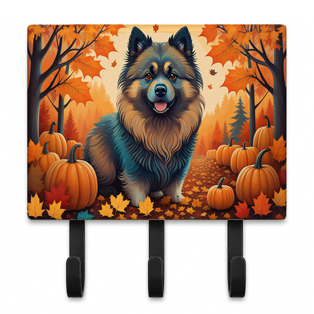 Keeshond Fall Leash or Key Holder Wall Hooks, Coat Rack Wall Mount, for Hanging Keys, Towels, Aprons, Leashes