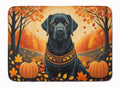 Black Labrador Retriever Fall Memory Foam Kitchen Mat Machine Washable Anti-Fatigue Cushion Comfort Bath or Kitchen Rug